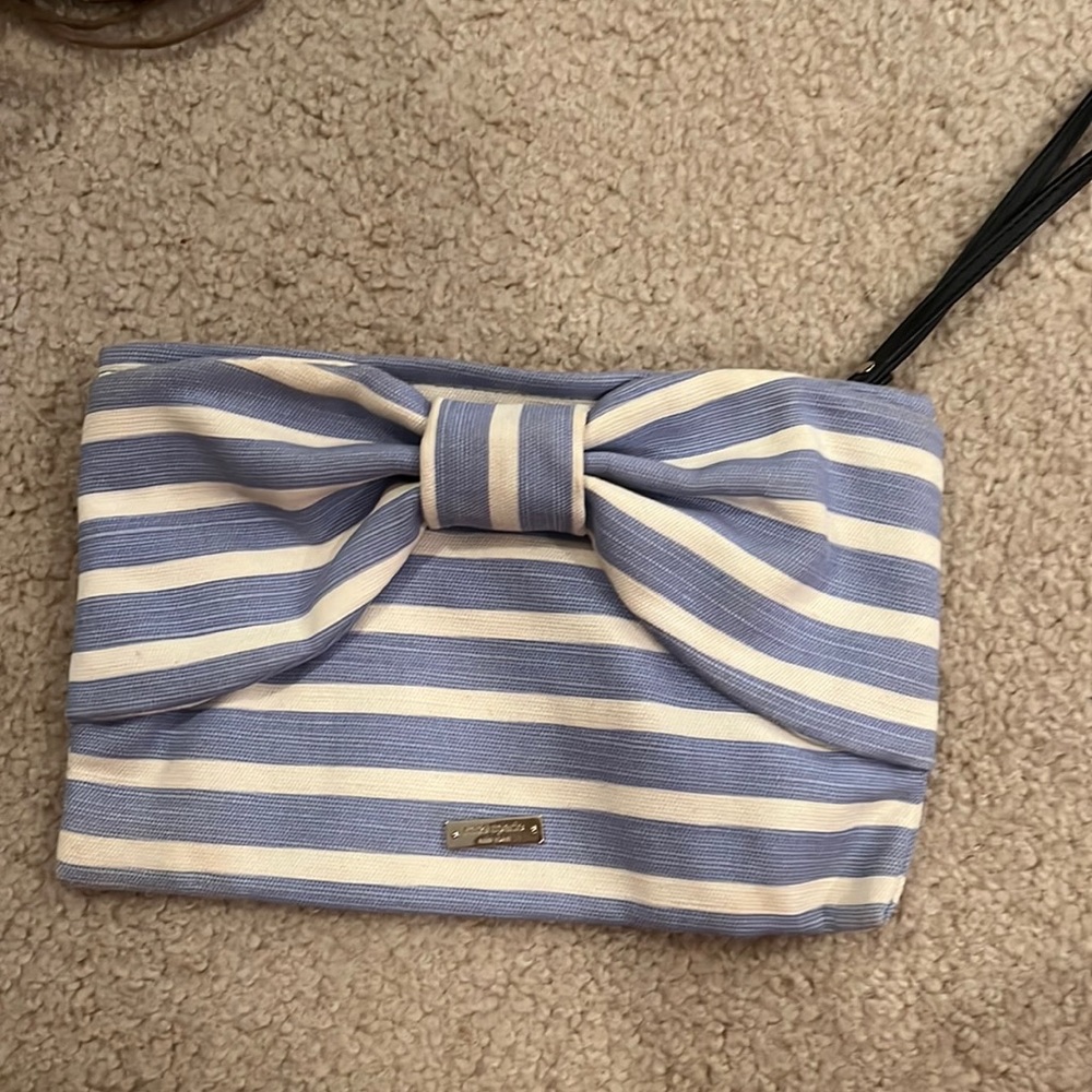 NEW Kate Spade Blue and White Striped Wristlet